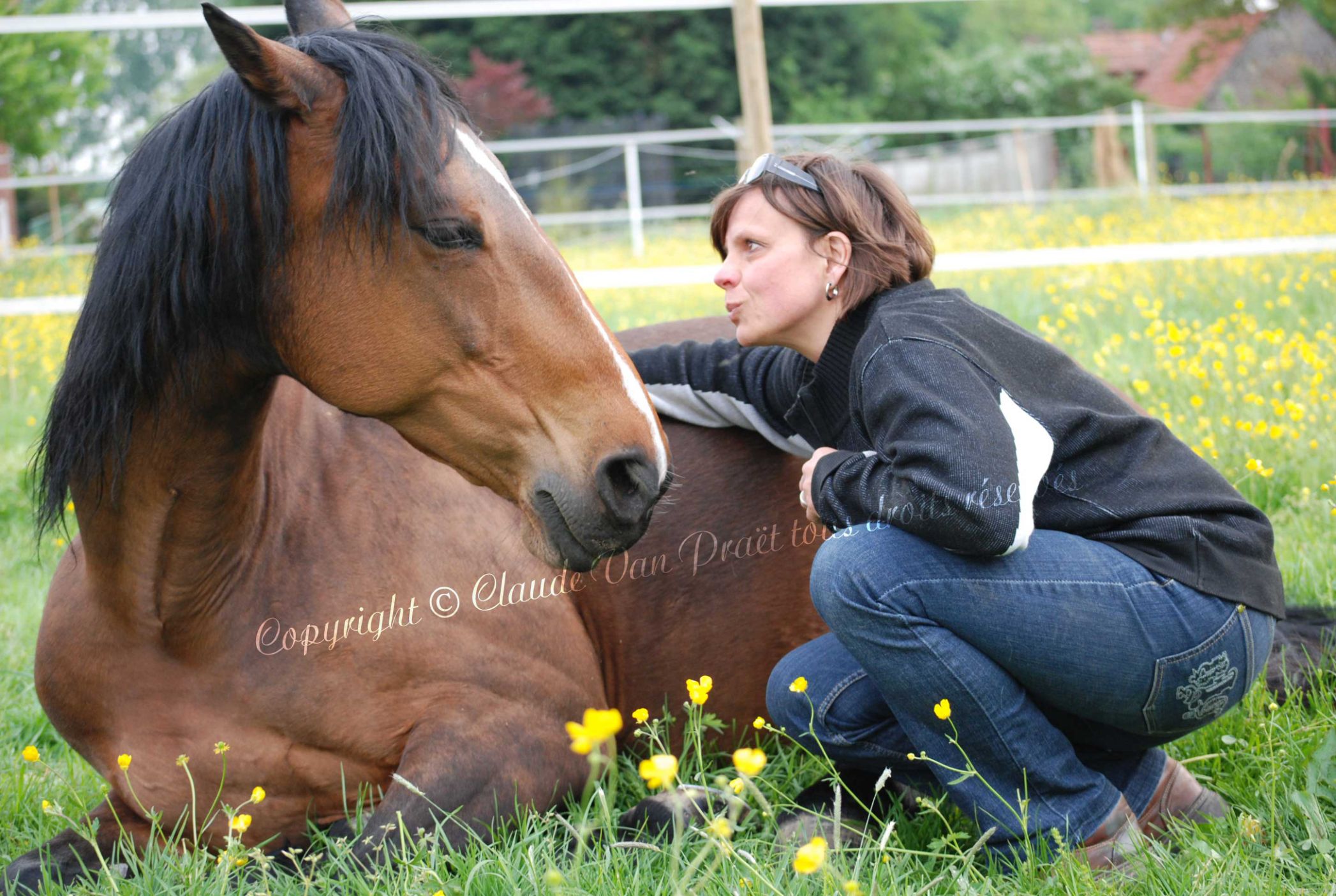 Nathalie Van Praët avec sa jument